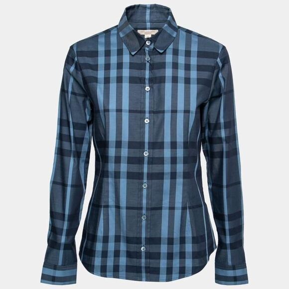 Burberry Brit Blue Nova Tonal Check Women's Top (XL) - Picture 1 of 10